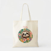 Floral Sloth Canvas tas (Voorkant)