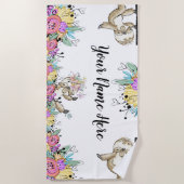 Floral Sloth gepersonaliseerd Strandlaken (Voorkant)