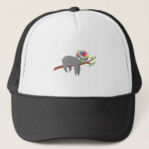  Floral Sloth Trucker Pet