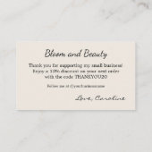 Floral Small Business Thank You Visitekaartje (Achterkant)