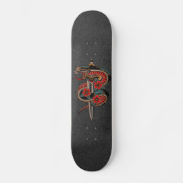 Floral Snake & Sword Grunge Illustratie Esoteric Persoonlijk Skateboard