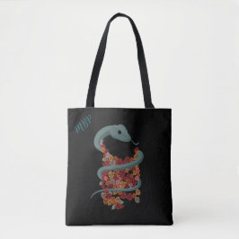 Floral Snake Wrap - Uw Initialen Tote Bag