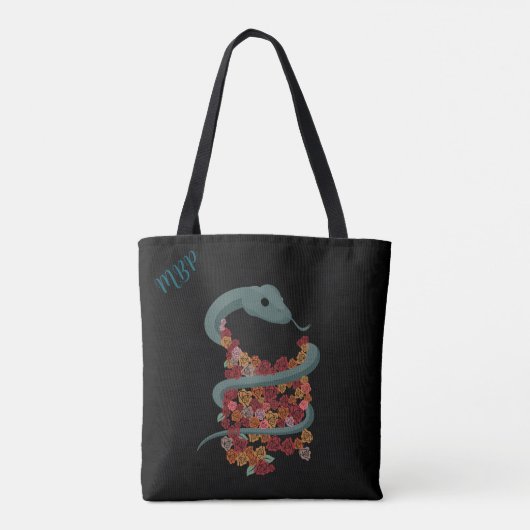 Floral Snake Wrap - Uw Initialen Tote Bag (Achterkant)