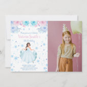 Floral Snow Falk Princess Birthday Invitation Kaart (Voorkant)