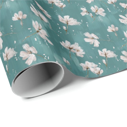 Floral Snow Spring Wrapping Paper Cadeaupapier (Rol Hoek)
