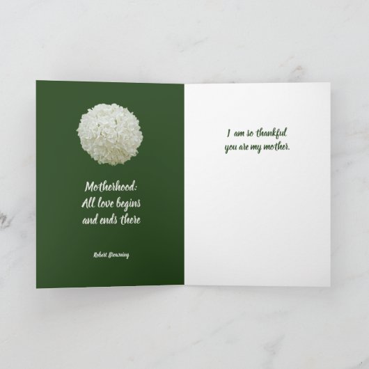 Floral Snowball Bloom Happy Mothers Day Kaart (Binnen)