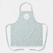 Floral Snowdrop Pattern Monogram. Light Sage Green Schort (Voorkant)
