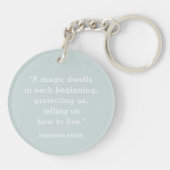 Floral Snowdrop Pattern Monogram. Pastel Green Sleutelhanger (Achterkant)