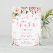 Floral Snowflake Baby shower Invitation Kaart (Staand voorkant)