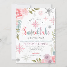 Floral Snowflake Baby shower Invitation