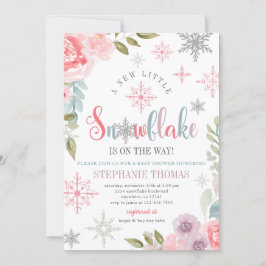 Floral Snowflake Baby shower Invitation Kaart