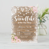 Floral snowflake is onderweg naar baby shower kaart (Staand voorkant)