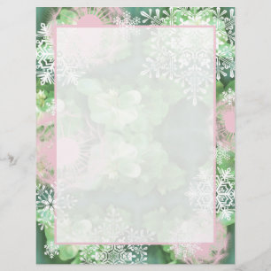 Floral Snowflake Letterhead in Pink en Green