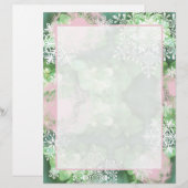Floral Snowflake Letterhead in Pink en Green (Voorkant / Achterkant)