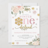 Floral Snowflake ONEderland 1ste verjaardag Kaart (Voorkant)