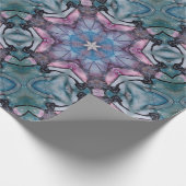 Floral Snowflake Roze Blauw Groen Cadeaupapier (Hoek)