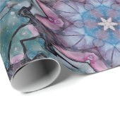 Floral Snowflake Roze Blauw Groen Cadeaupapier (Rol Hoek)