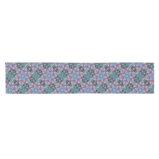 Floral Snowflake Roze Blauw Groen Korte Tafelloper (Horizontaal)