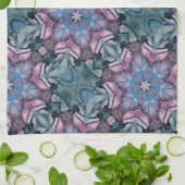 Floral Snowflake Roze Blauw Groen Theedoek (Gevouwen)