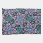 Floral Snowflake Roze Blauw Groen Theedoek (Horizontaal)