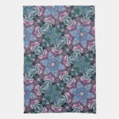 Floral Snowflake Roze Blauw Groen Theedoek (Verticaal)