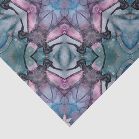 Floral Snowflake Roze Blauw Groen Tissuepapier (Detail)