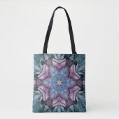 Floral Snowflake Roze Blauw Groen Tote Bag (Voorkant)
