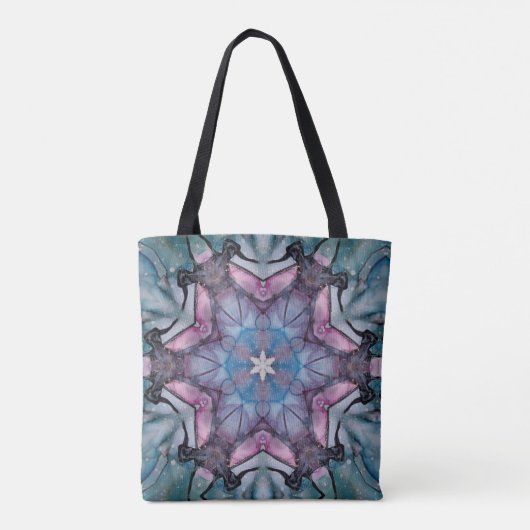 Floral Snowflake Roze Blauw Groen Tote Bag (Achterkant)