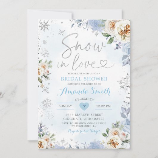 Floral Snowflake Winter Vrijgezellenfeest Invite9  Kaart (Voorkant)