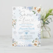 Floral Snowflake Winter Vrijgezellenfeest Invite9  Kaart (Staand voorkant)