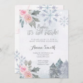 Floral Snowflakes Winter Baby shower Uitnodiging (Voorkant / Achterkant)