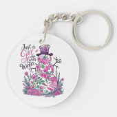 Floral Snowman: Een meisje dat van winnen houdt Sleutelhanger (Achterkant)