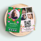Floral social media fotorooster, QR-code Visitekaartje