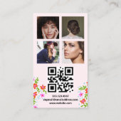 Floral social media fotorooster, QR-code Visitekaartje (Achterkant)