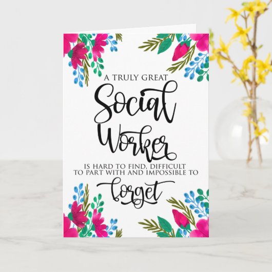 Floral Social Work Month Kaart (Gele Bloem)