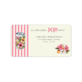 Floral Soda Can Pink Stripe Floral Design Etiket (Voorkant)