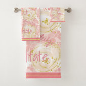 Floral Soft Pastel Pink met woorden Bad Handdoek (Insitu)