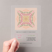 Floral Soft peach kaleidoscopic Script Best Mom  Acryl Uitnodigingen (Insitu (Draagbaar))