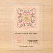 Floral Soft peach kaleidoscopic Script Best Mom  Acryl Uitnodigingen (Voorkant)