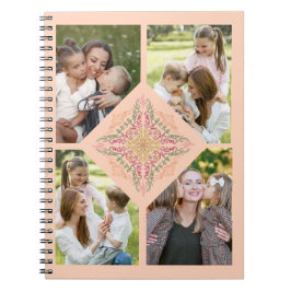 Floral Soft peach kaleidoscopic Script Best Mom  Notitieboek