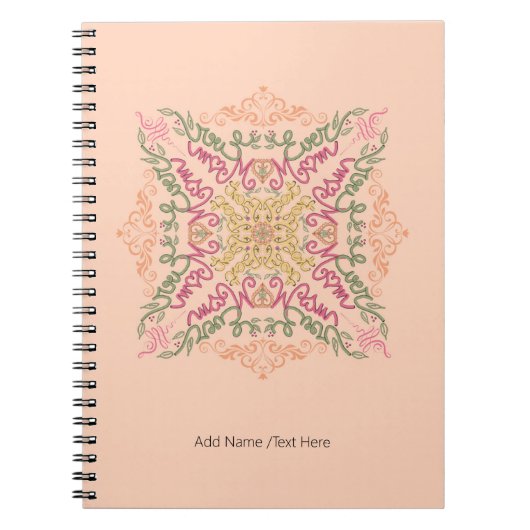 Floral Soft peach kaleidoscopic Script Best Mom  Notitieboek (Voorkant)