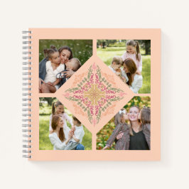 Floral Soft peach kaleidoscopic Script Best Mom  Notitieboek