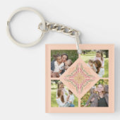 Floral Soft peach kaleidoscopic Script Best Mom  Sleutelhanger (Voorkant)