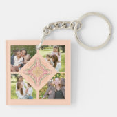 Floral Soft peach kaleidoscopic Script Best Mom  Sleutelhanger (Achterkant)