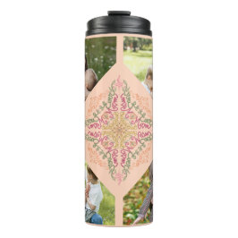 Floral Soft peach kaleidoscopic Script Best Mom  Thermosbeker