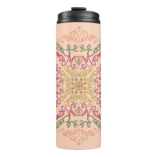 Floral Soft peach kaleidoscopic Script Best Mom  Thermosbeker (Voorkant)