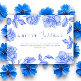 Floral something blue Bridal shower Recipe Informatiekaartje