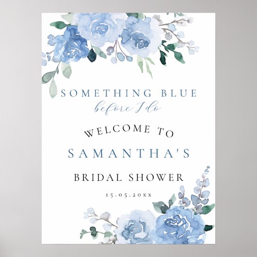 Floral Something Blue Vrijgezellenfeest Welkomstbo Poster (Voorkant)