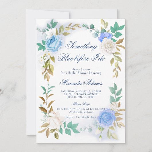 Floral Something Blue Wildflower Vrijgezellenfeest Kaart (Voorkant)