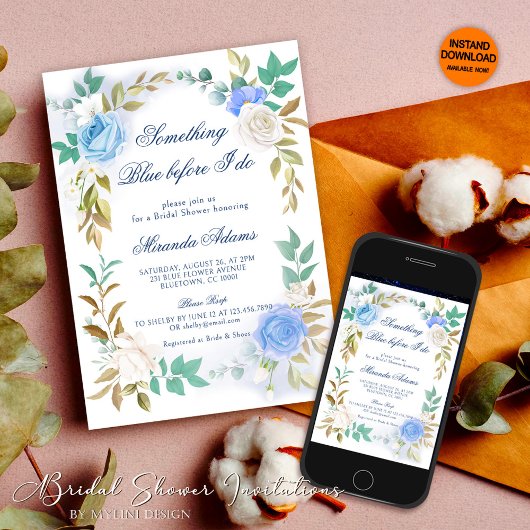 Floral Something Blue Wildflower Vrijgezellenfeest Kaart